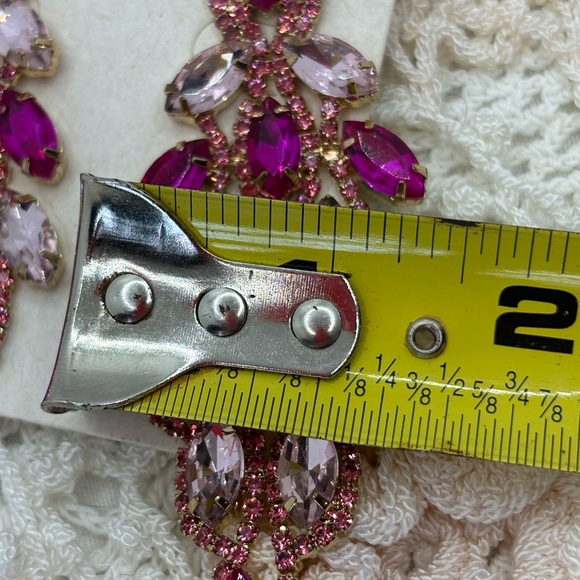 Elegant Pink and Silver Statement Earrings - Picture 4 of 4